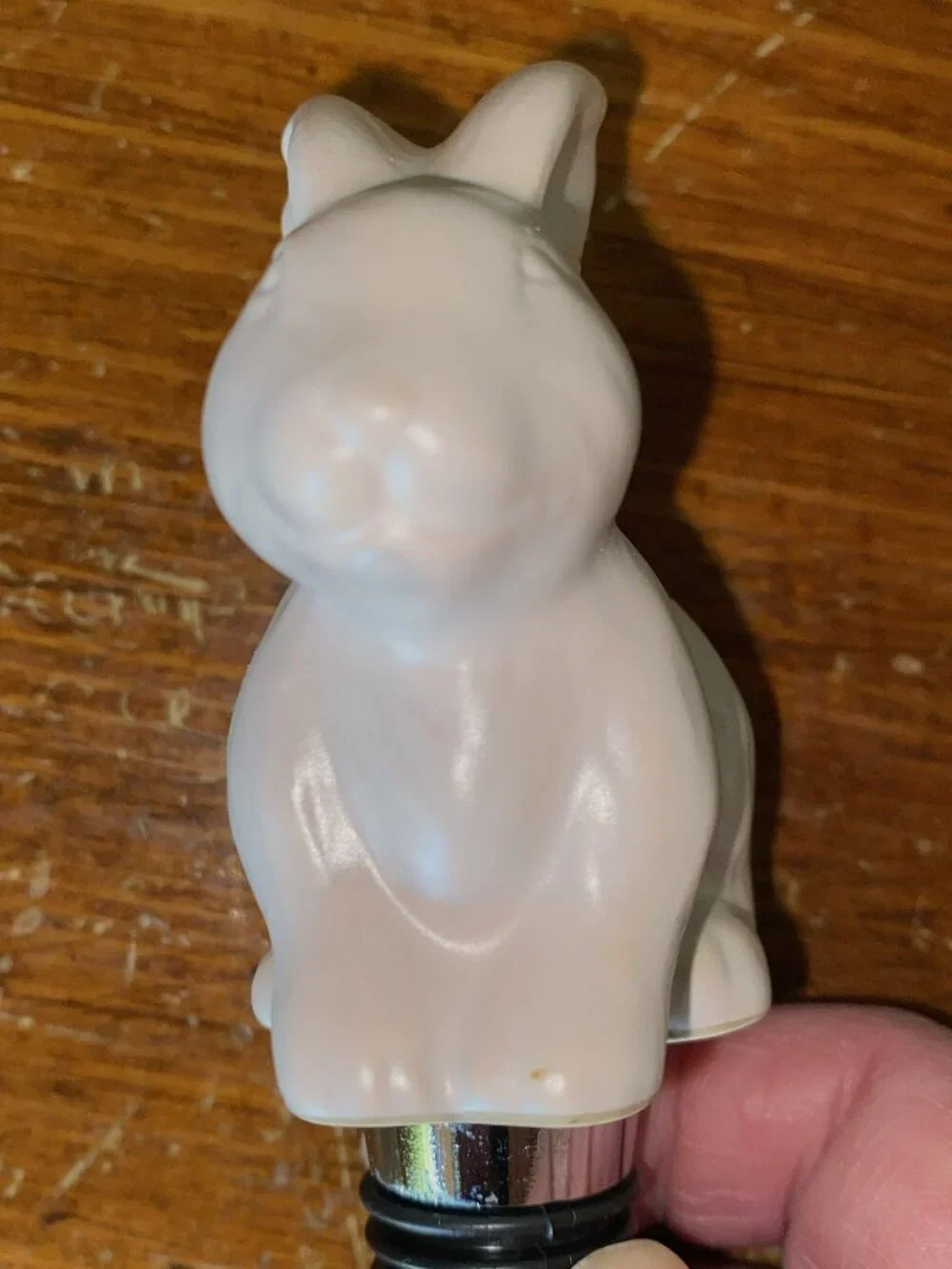 Adorable Threshold Bunny Rabbit Wine Bottle Stopper, Light Pink Stoneware